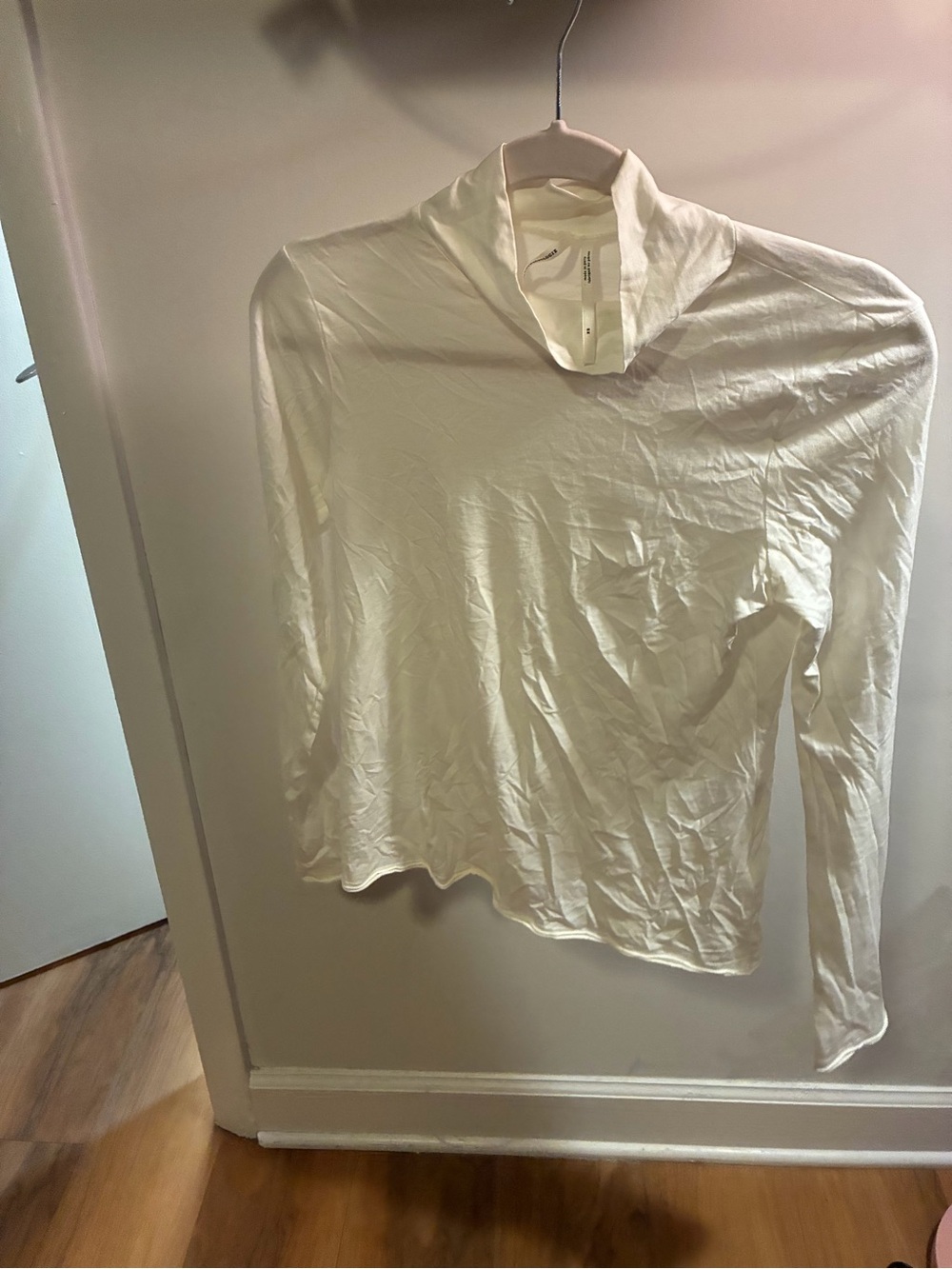 Anthropologie Sheer Mock Neck Long-Sleeve Top White